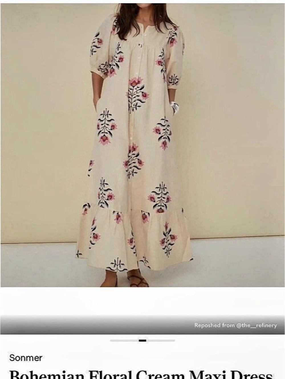 Sonmer Floral Maxi Dress Cream & Pink